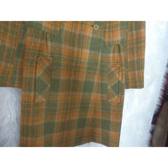 Vintage Junior Gallery Tartan Plaid Double Breasted Babydoll Style Coat Jacket - Picture 4 of 9